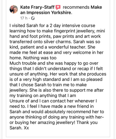 Silver Jewellery Training Course - Fingerprints, Mini hand & Feet and Pawprints