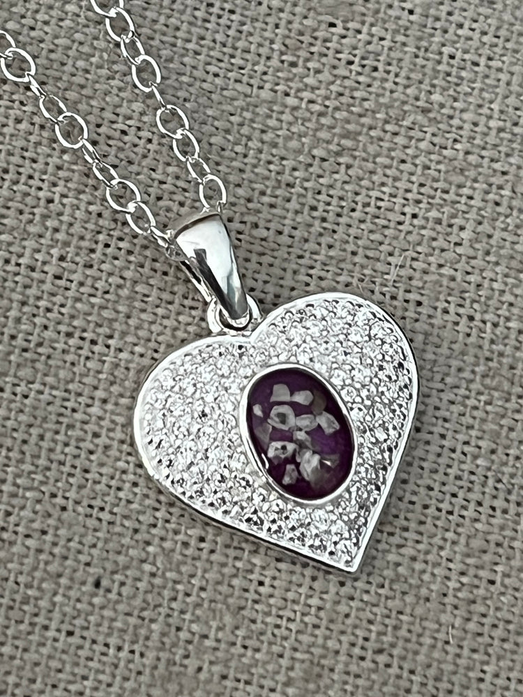 Heart Cubic Zirconia pendant for ashes