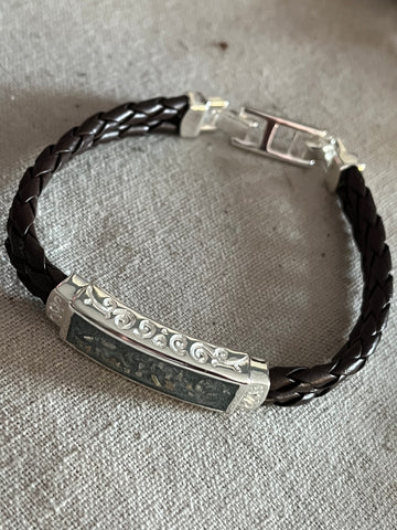 Ashes set in resin Men’s leather bracelet