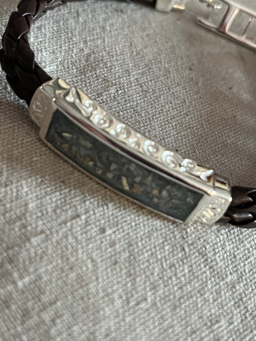 Ashes set in resin Men’s leather bracelet