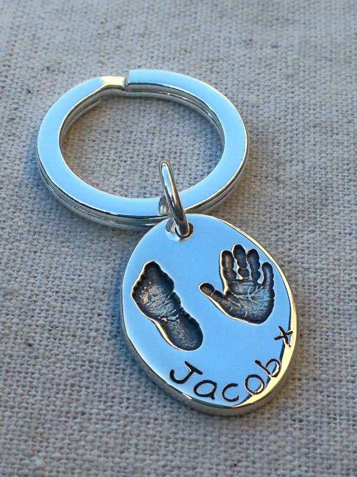 Keyring With Large Mini Hand and Foot print Charm