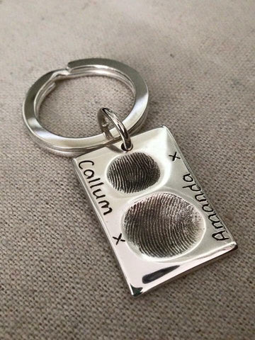 Keyring With Extra Large Charm with 2 x Fingerprints