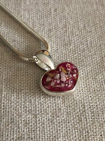 Ashes set in resin small heart pendant